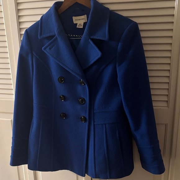 St. John's Bay Royal Blue Pea Coat Wool/Cashmere Blend - Picture 1 of 10